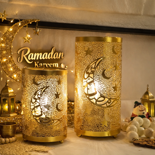 Islamic Metal Light Decor with Crescent Design – Gold