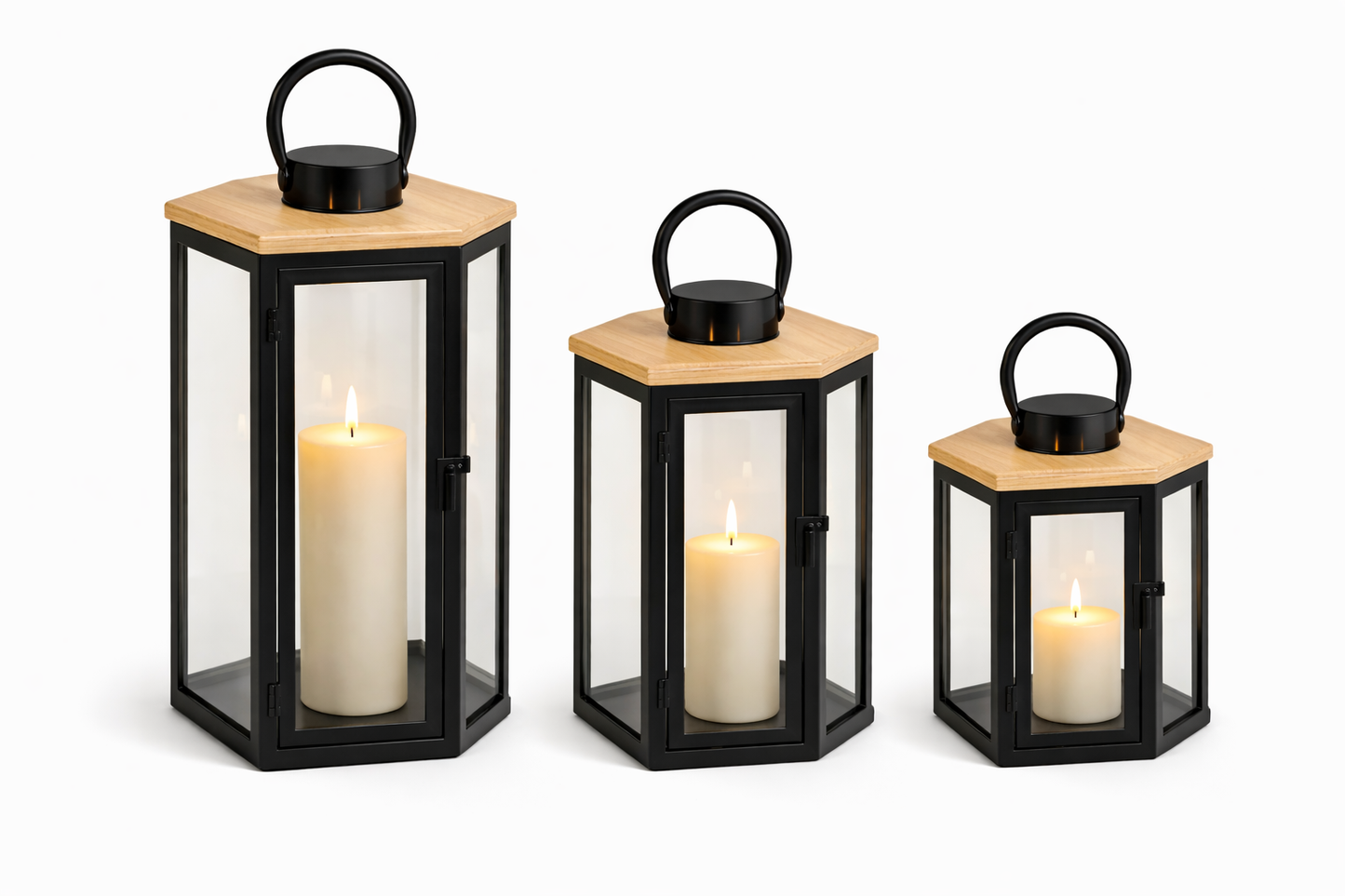 Black with Wooden Hexagon Top