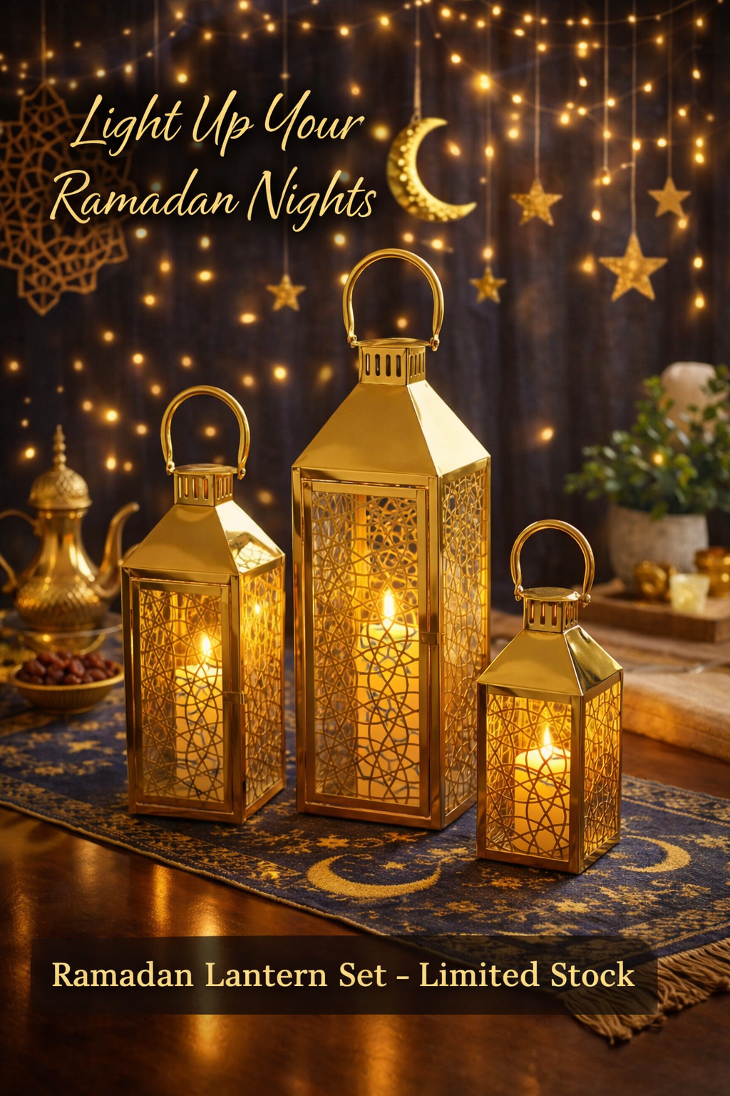 Gold Moroccan Lantern Set of 3