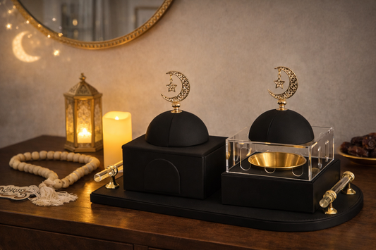 Luxury Ramadan Double Incense Burner Set – Black & Gold