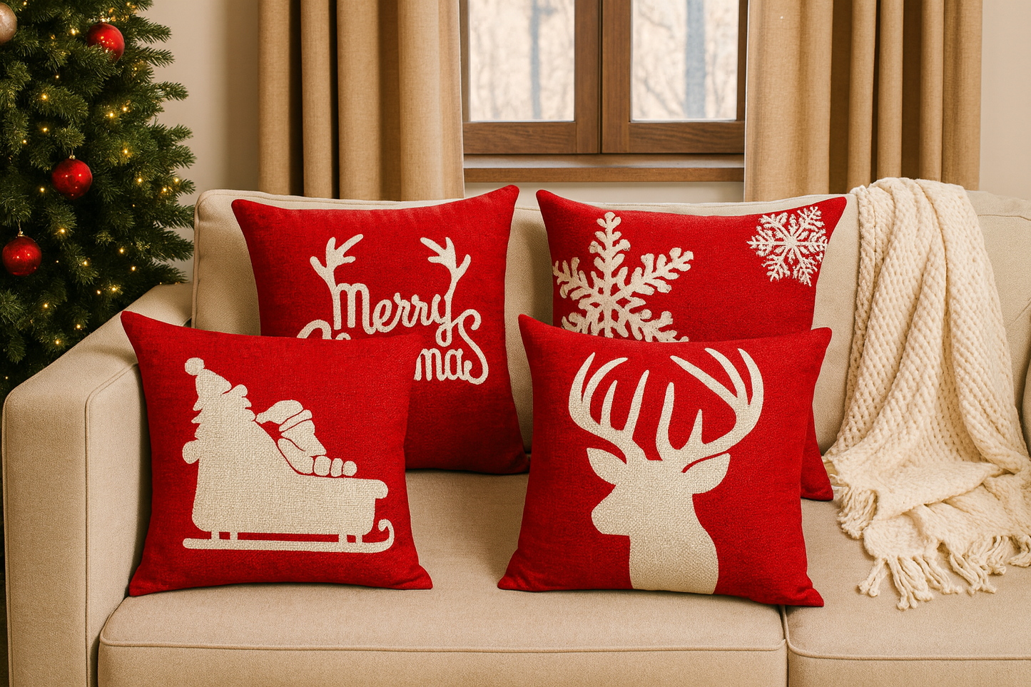 Premium Red Buffalo cushions